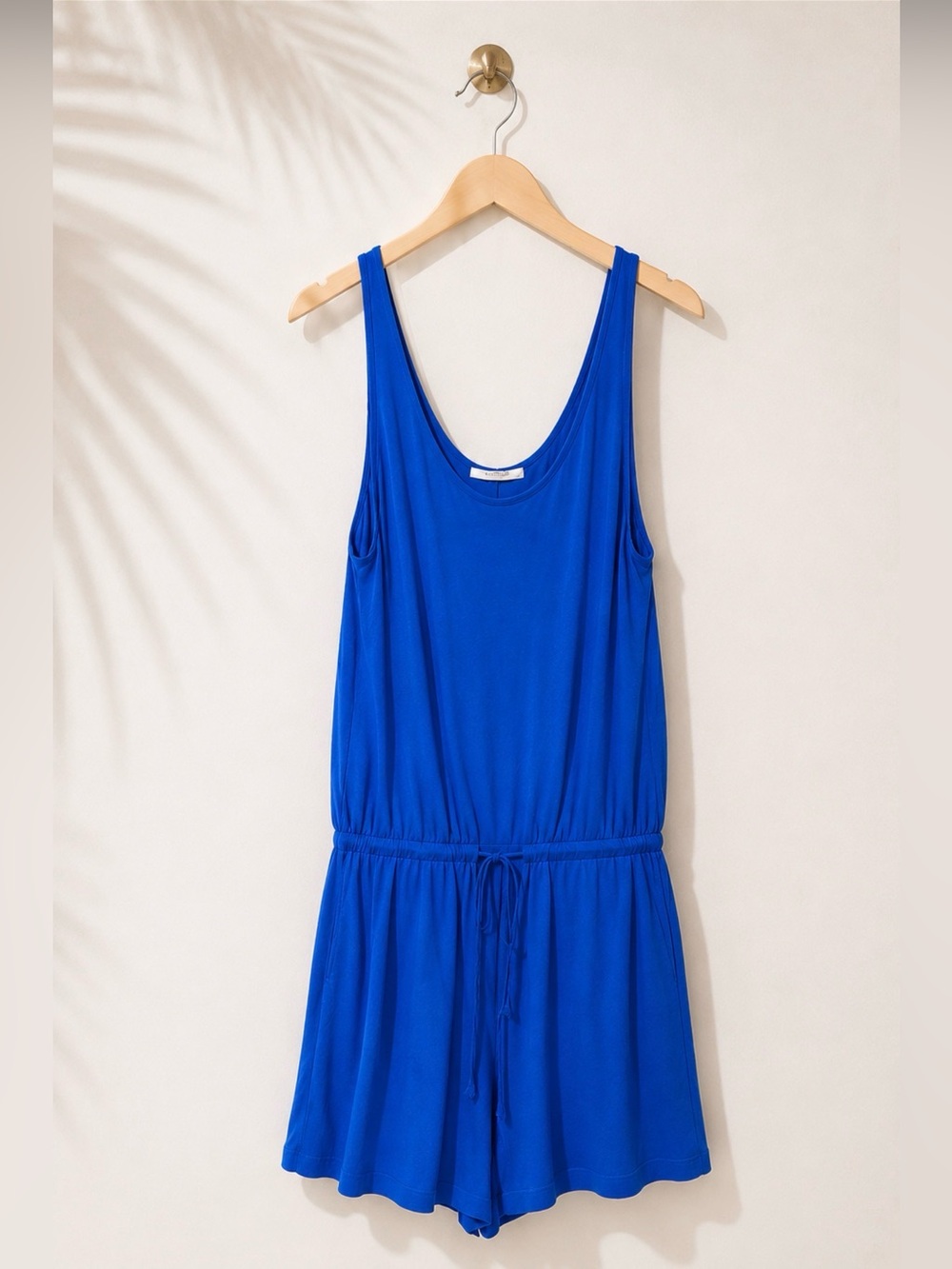 Reoria Cobalt Blue Romper Large Sleeveless Drawstring Travel Lounge - Picture 2 of 4